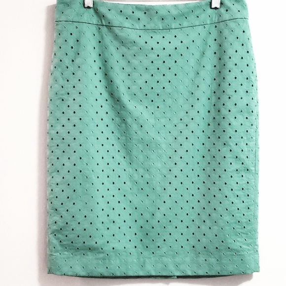 Ann Taylor Dresses & Skirts - Ann Taylor Sea-Aqua Eyelet Midi Skirt, Sz 10